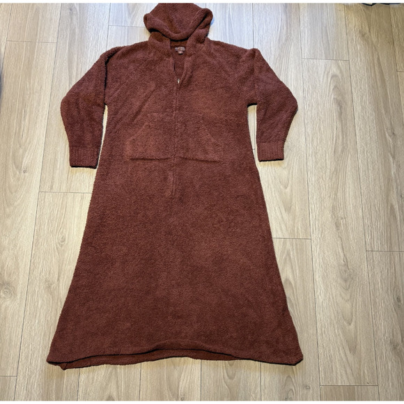 Barefoot Dreams S/M CozyChic Zip Hooded Lounger Robe Brown Soft Cozy - Picture 2 of 16